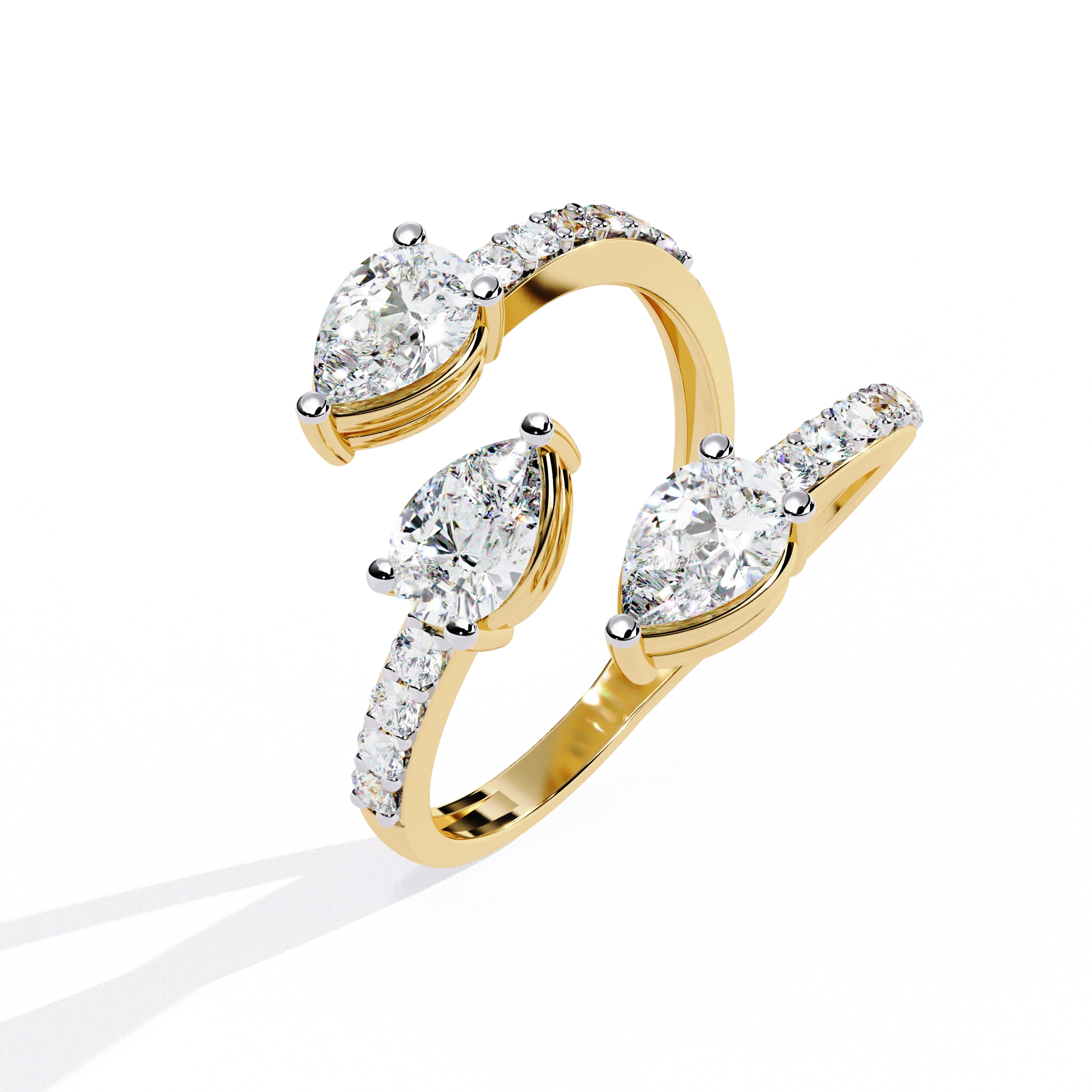 Dual Pear Diamond Open Ring