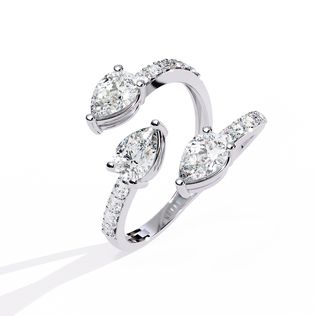 Dual Pear Diamond Open Ring