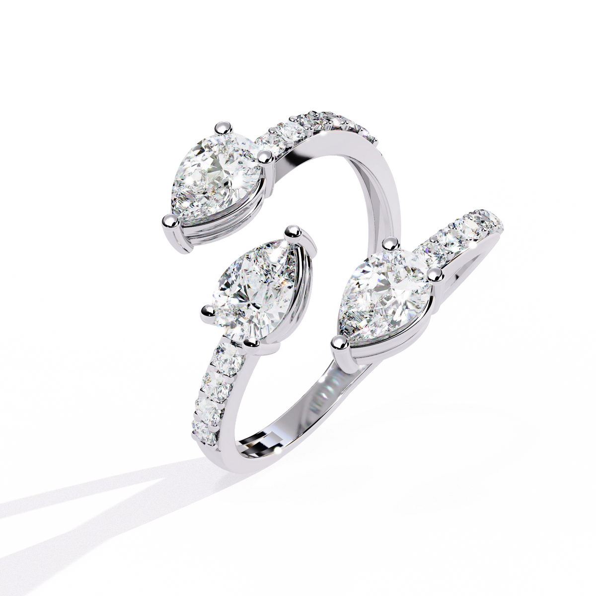 Dual Pear Diamond Open Ring