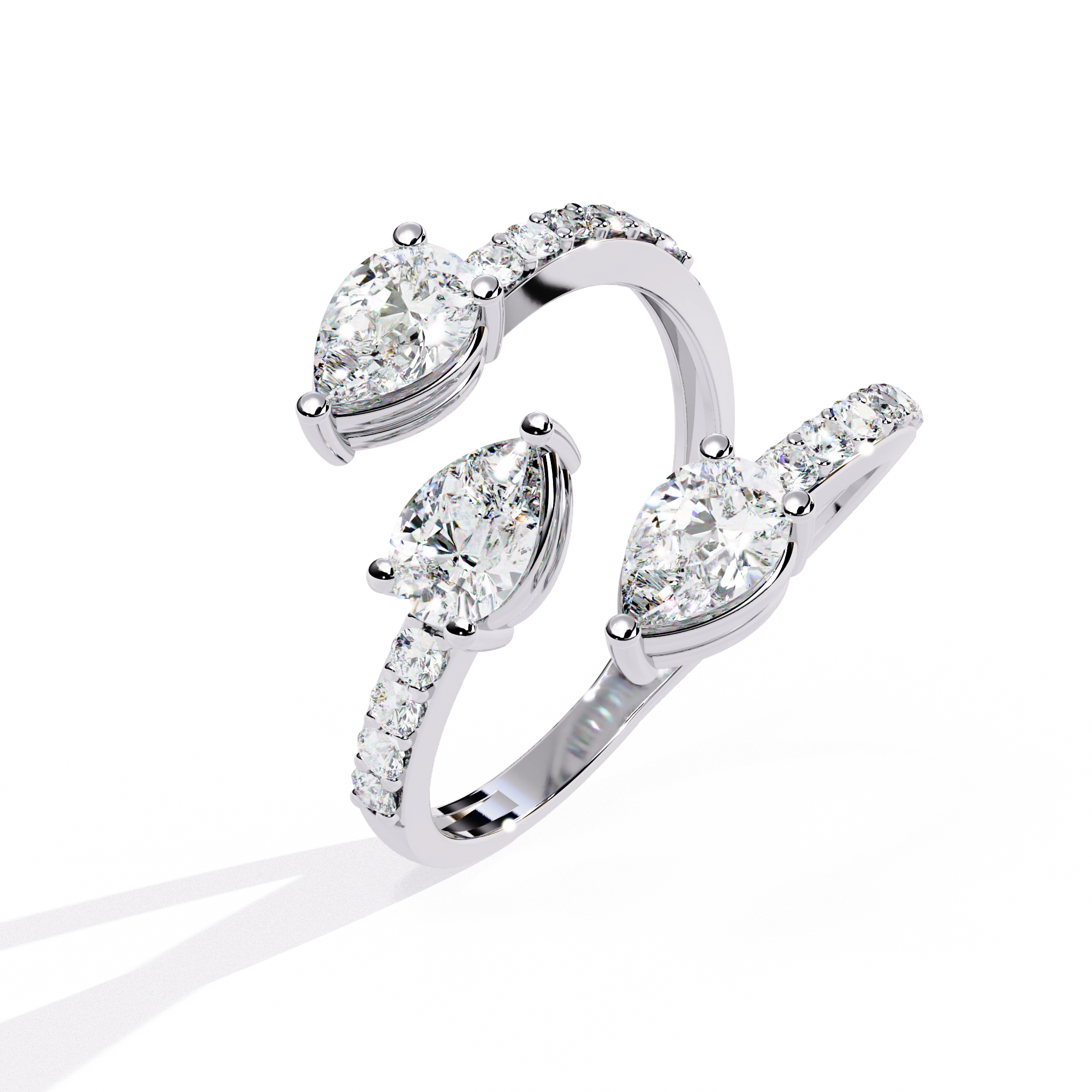 Dual Pear Diamond Open Ring