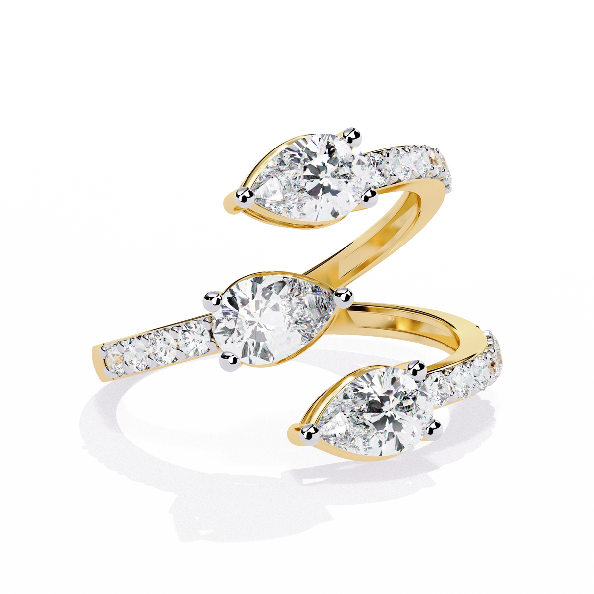 Dual Pear Diamond Open Ring
