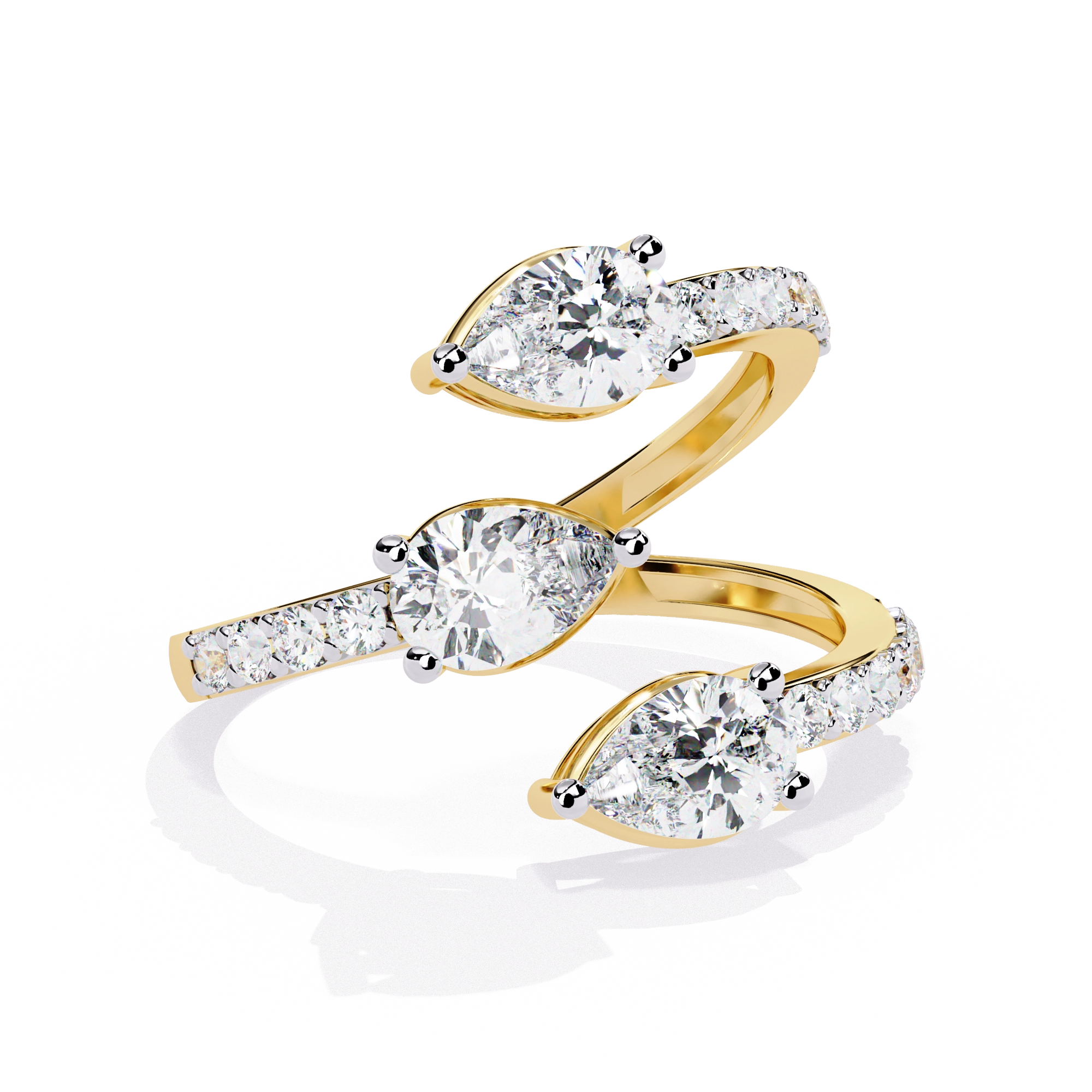 Dual Pear Diamond Open Ring