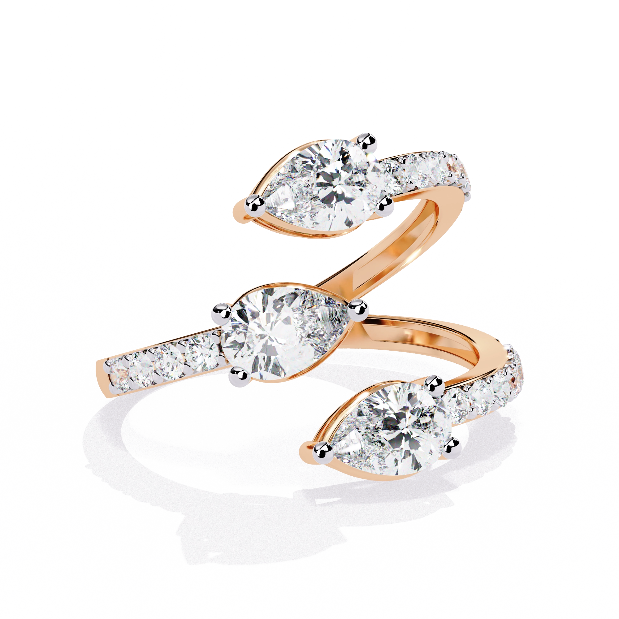 Dual Pear Diamond Open Ring