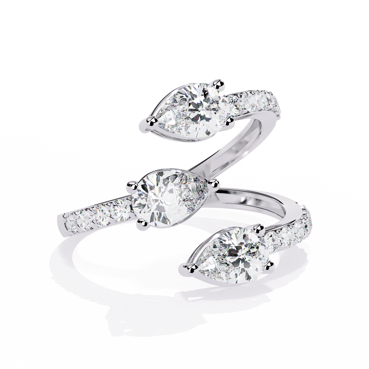 Dual Pear Diamond Open Ring