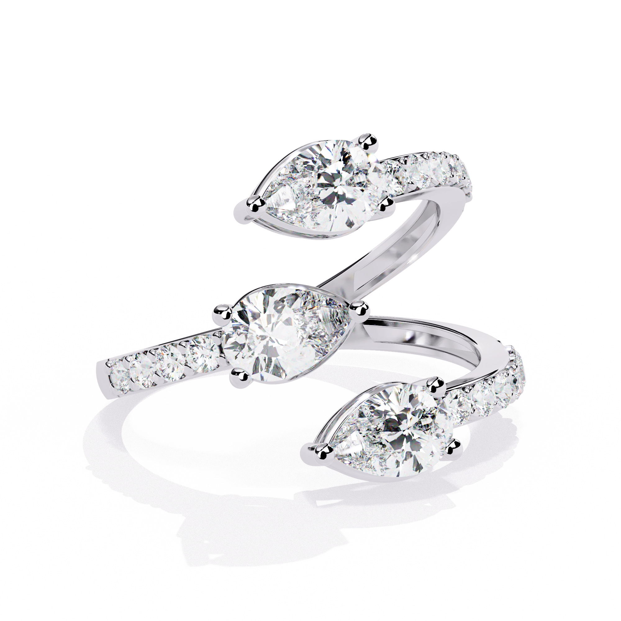 Dual Pear Diamond Open Ring