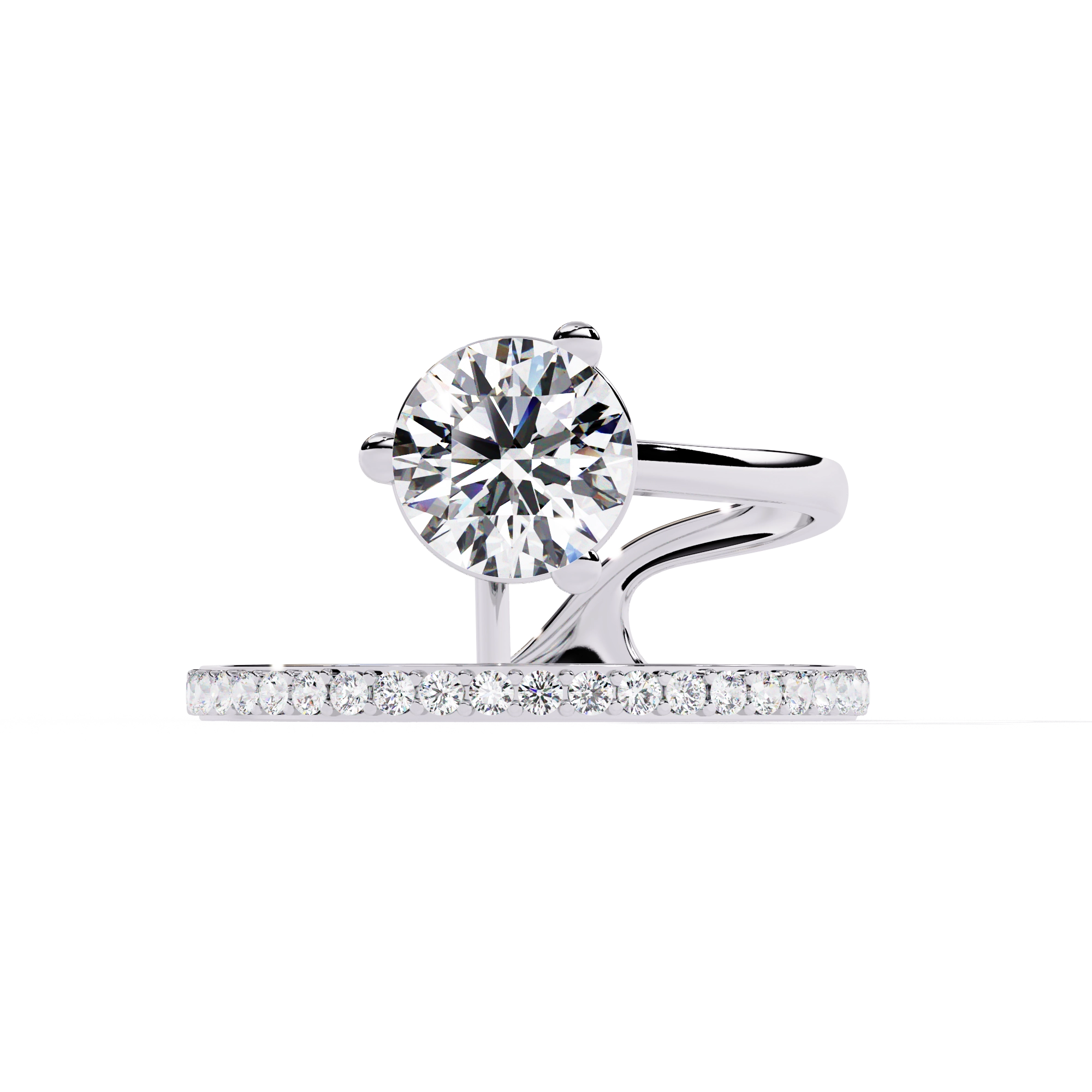 Criss-Cross Solitaire Diamond Ring