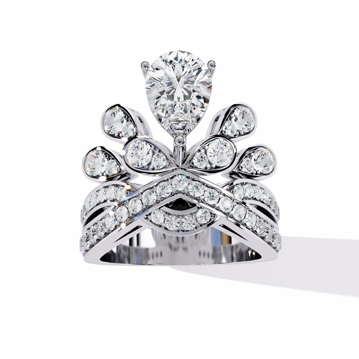 Princess-Inspired Pear Cut Diamond Bridal Ring