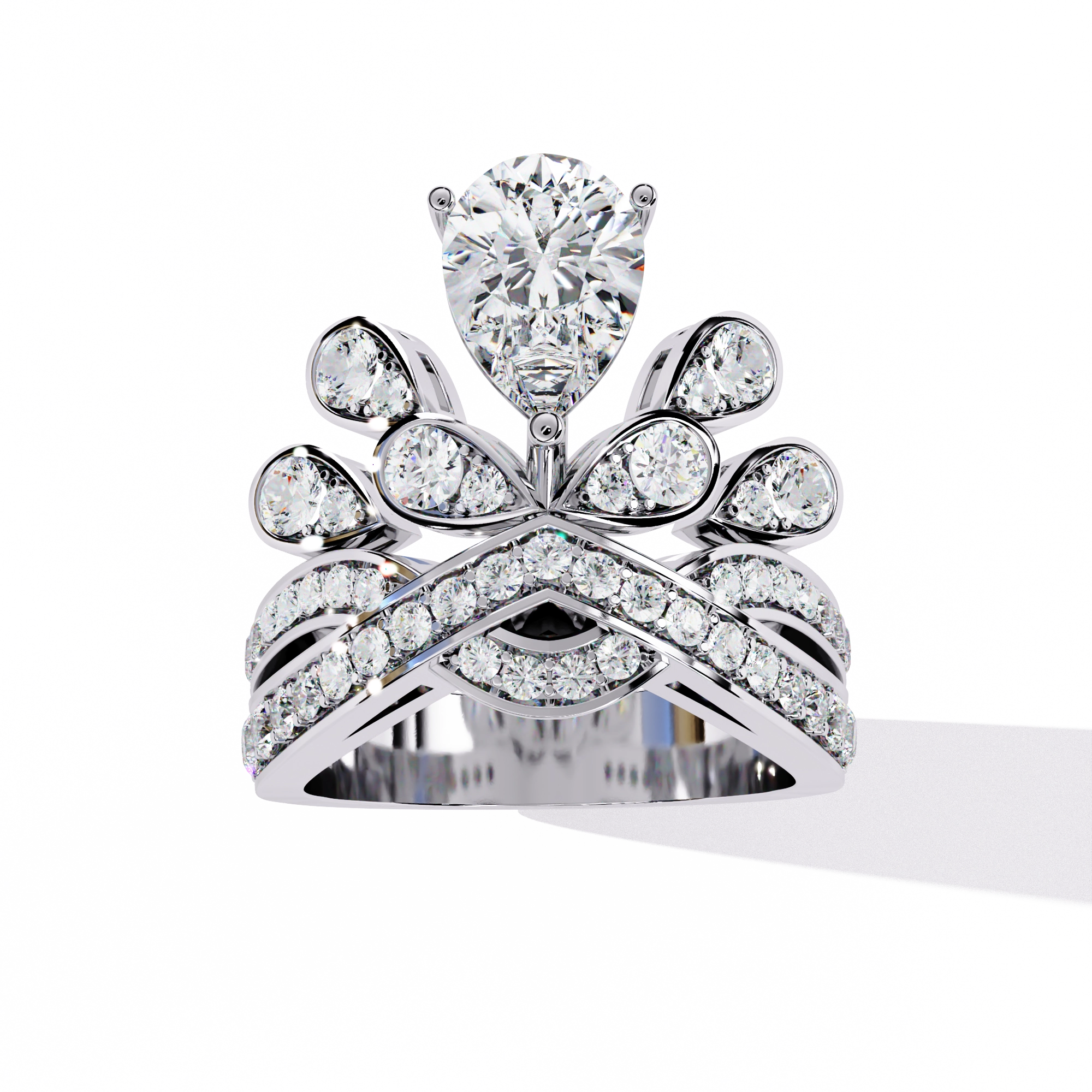 Princess-Inspired Pear Cut Diamond Bridal Ring