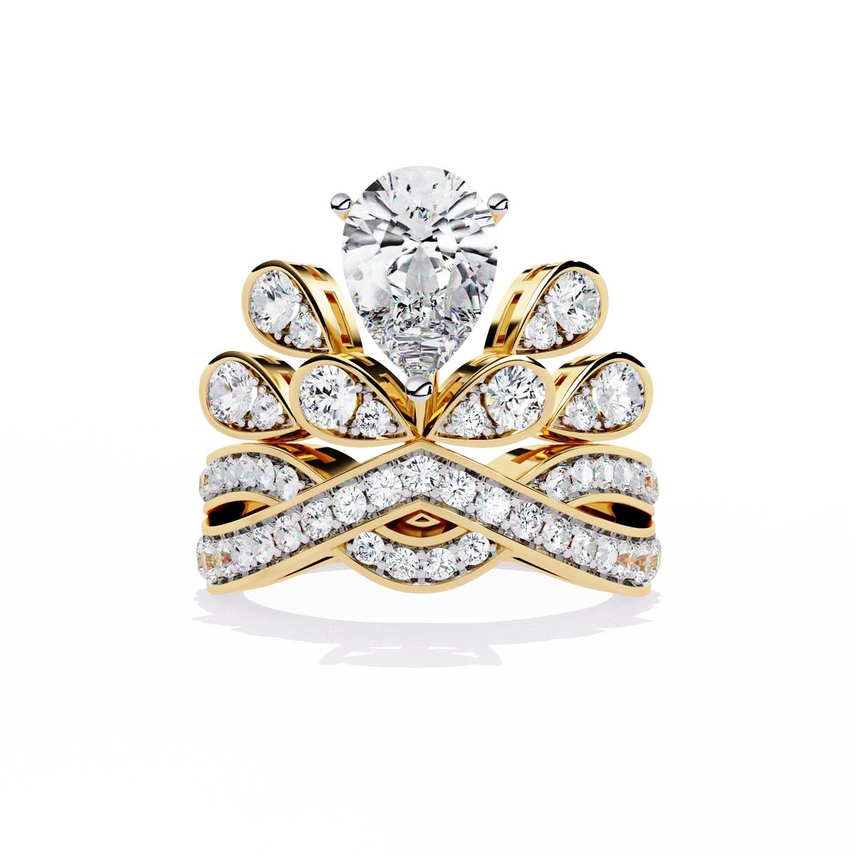 Princess-Inspired Pear Cut Diamond Bridal Ring