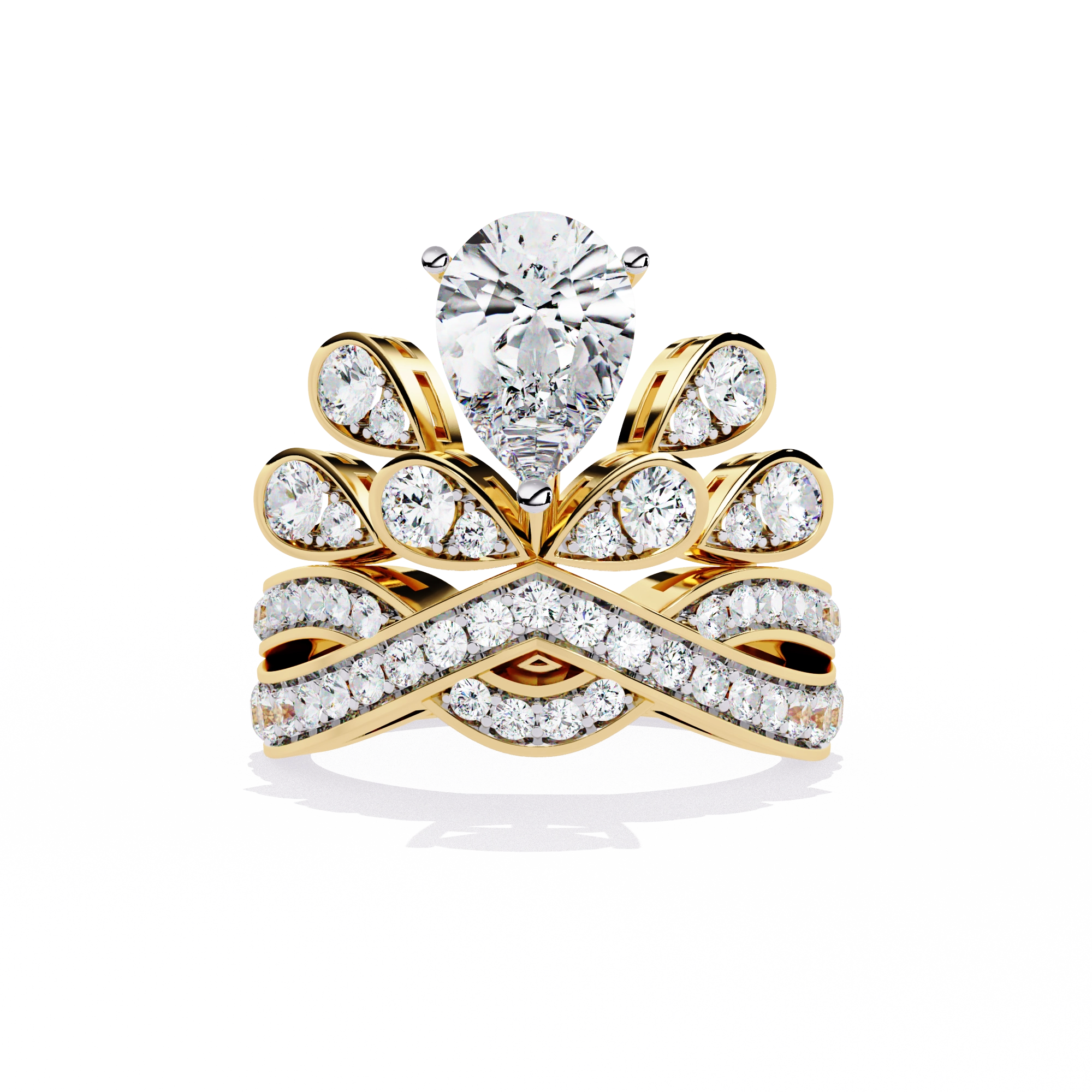 Princess-Inspired Pear Cut Diamond Bridal Ring