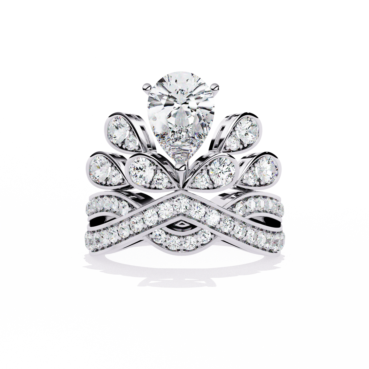 Princess-Inspired Pear Cut Diamond Bridal Ring