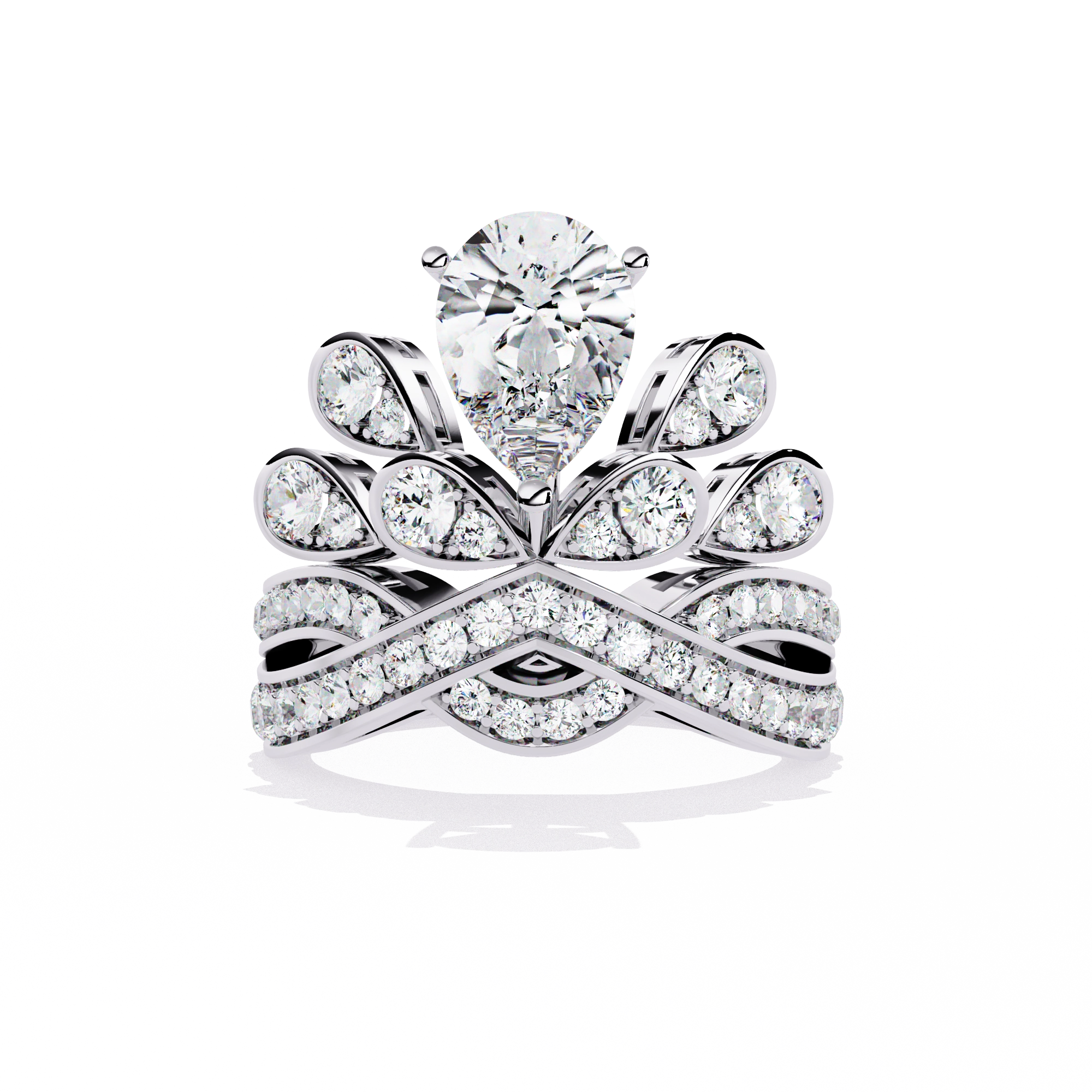 Princess-Inspired Pear Cut Diamond Bridal Ring
