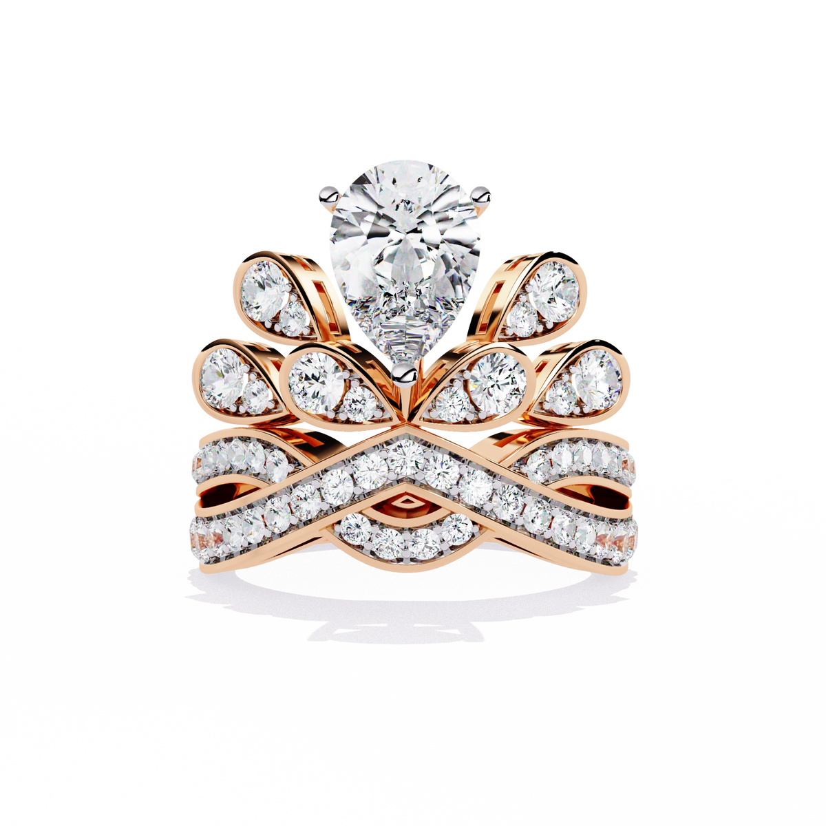Princess-Inspired Pear Cut Diamond Bridal Ring