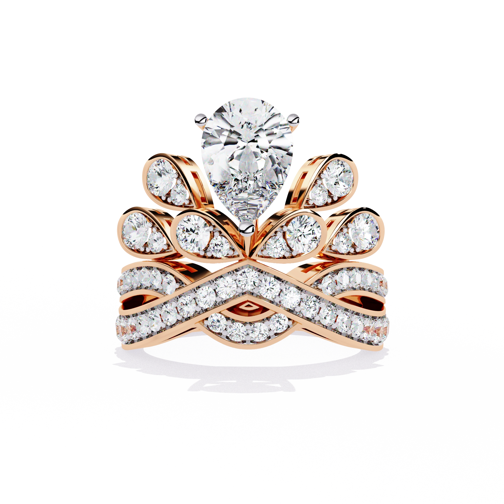 Princess-Inspired Pear Cut Diamond Bridal Ring