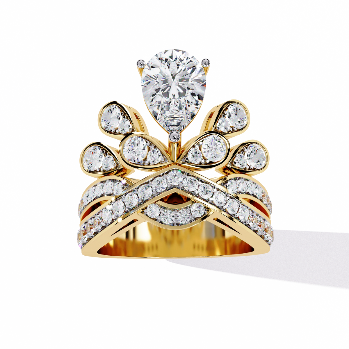 Princess-Inspired Pear Cut Diamond Bridal Ring