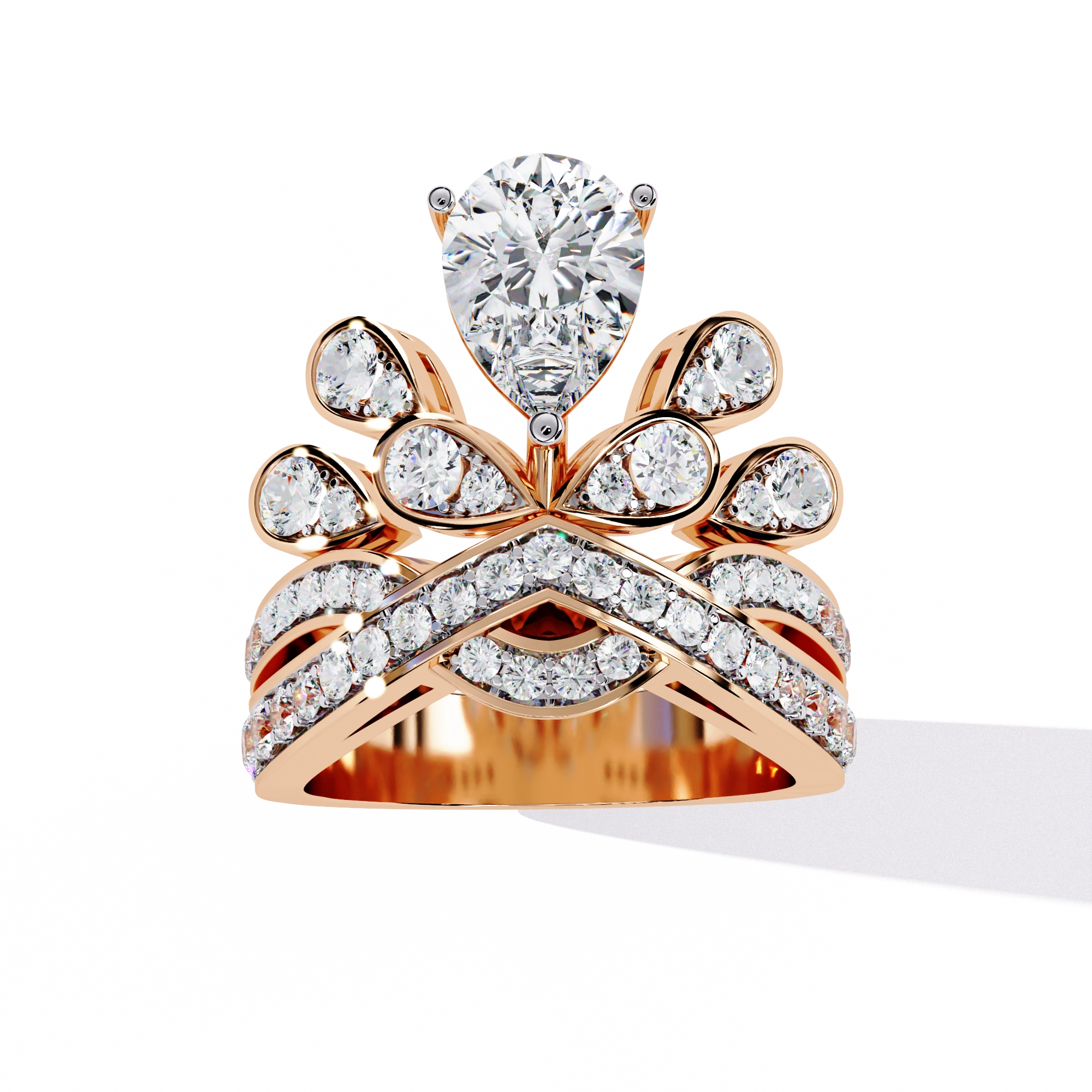 Princess-Inspired Pear Cut Diamond Bridal Ring