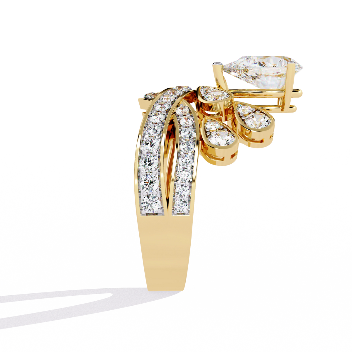 Princess-Inspired Pear Cut Diamond Bridal Ring