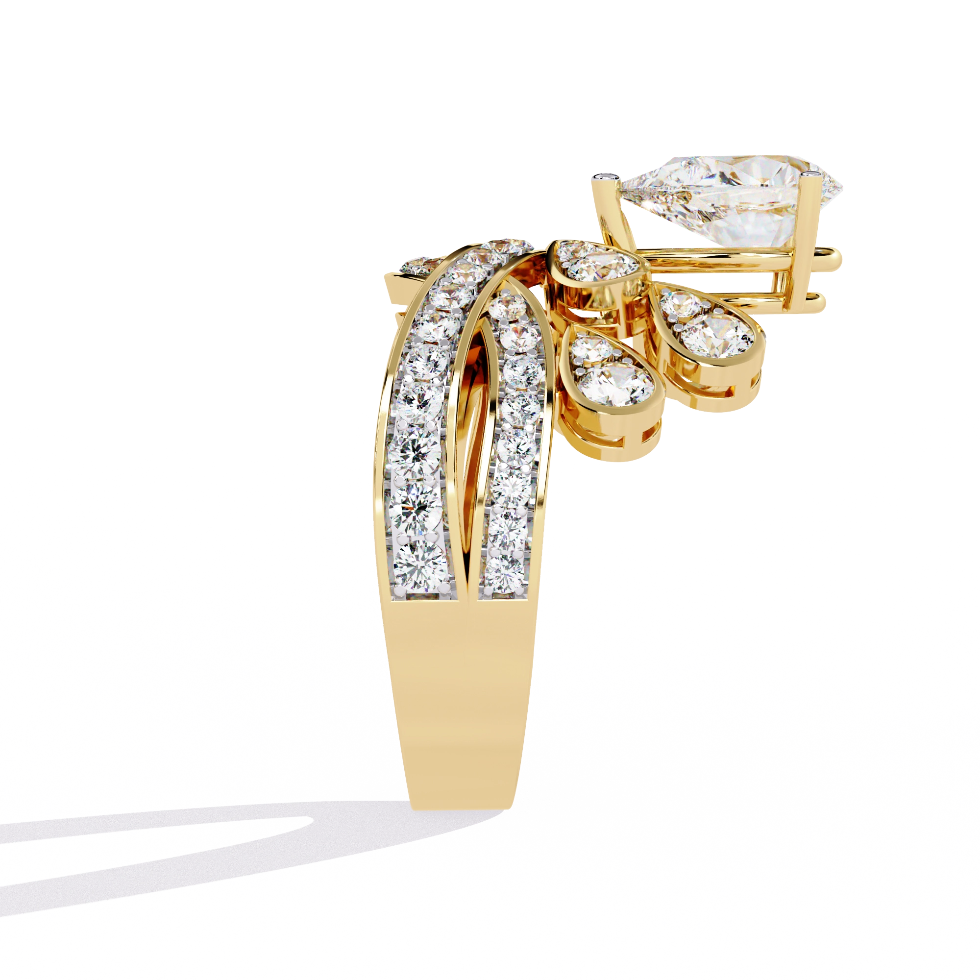 Princess-Inspired Pear Cut Diamond Bridal Ring
