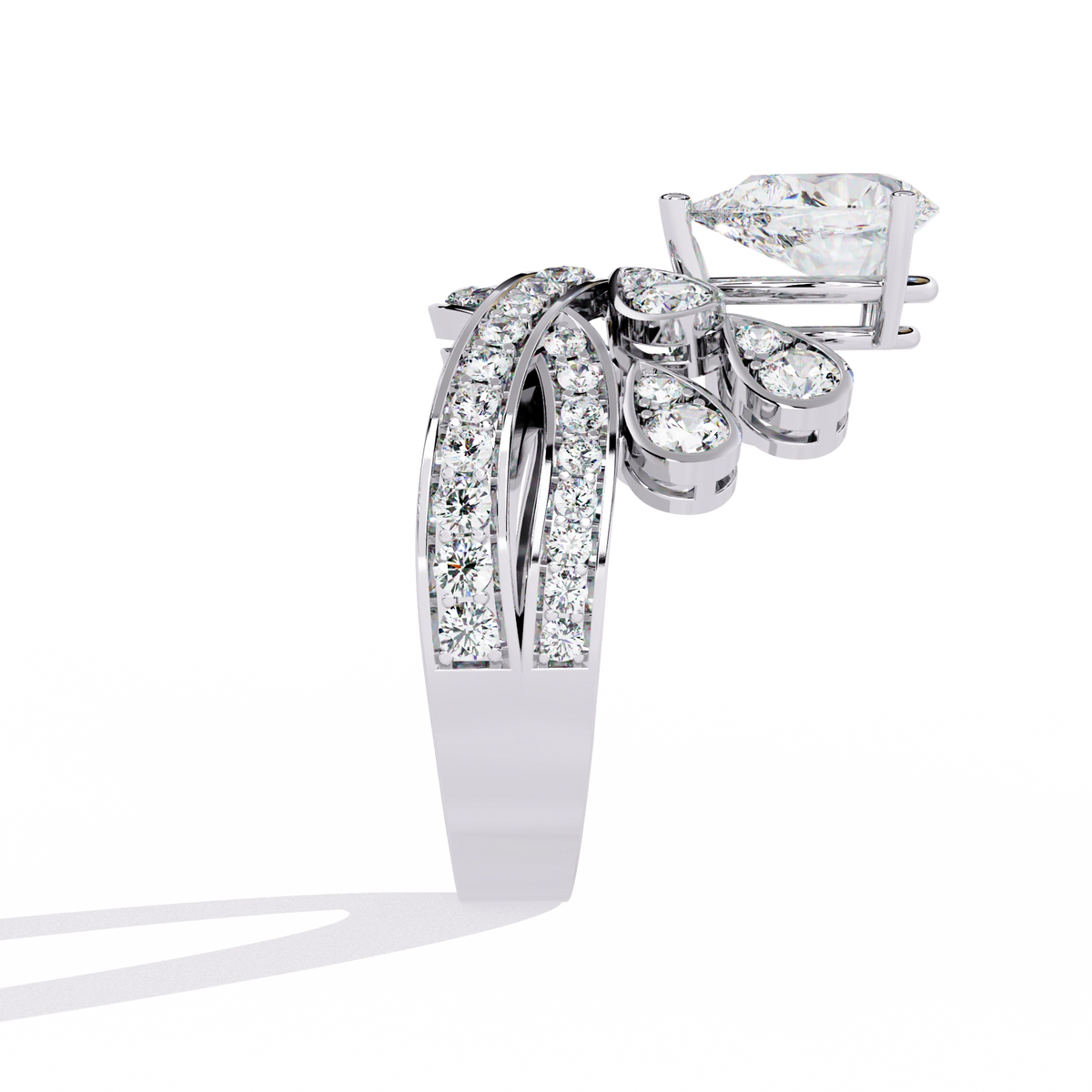 Princess-Inspired Pear Cut Diamond Bridal Ring
