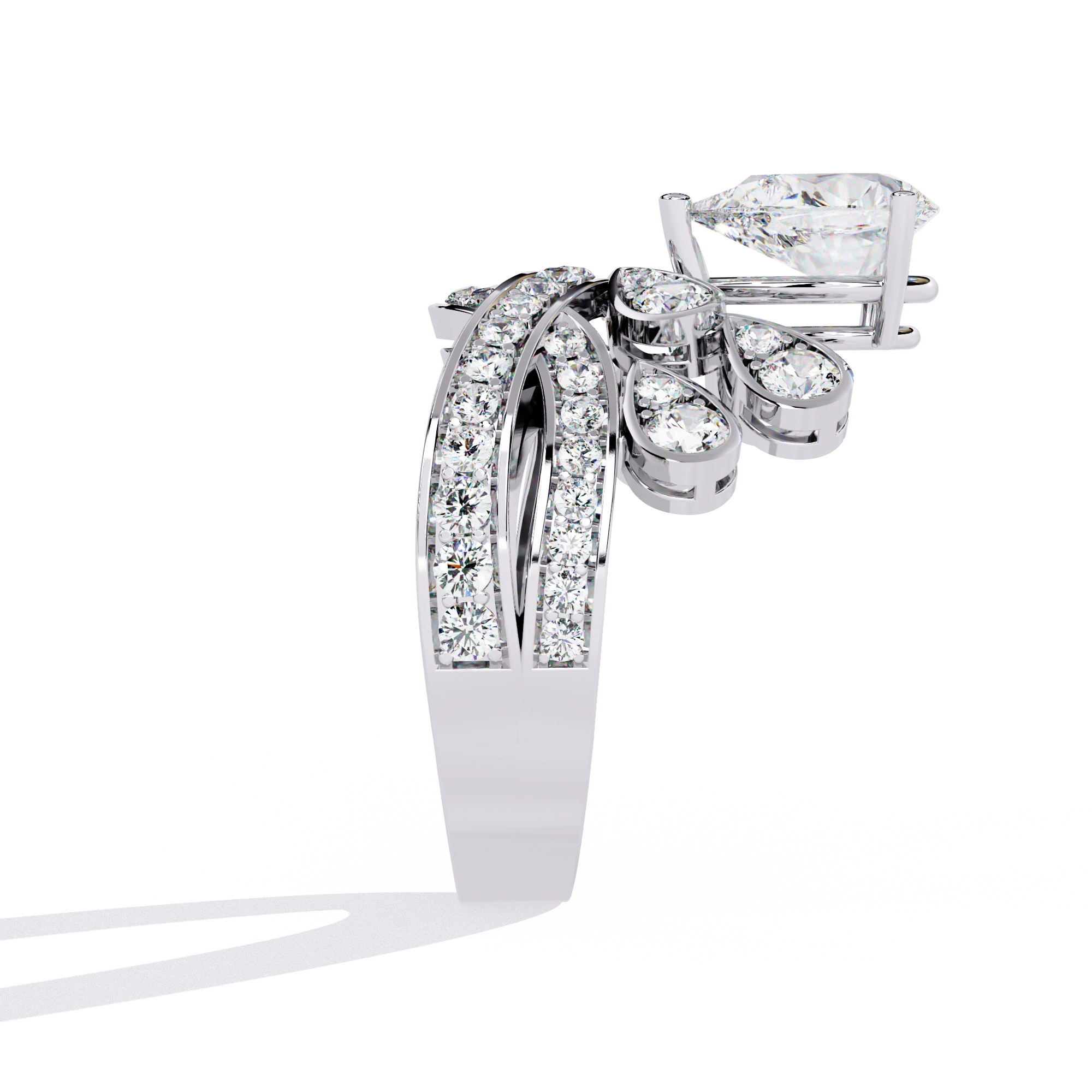 Princess-Inspired Pear Cut Diamond Bridal Ring