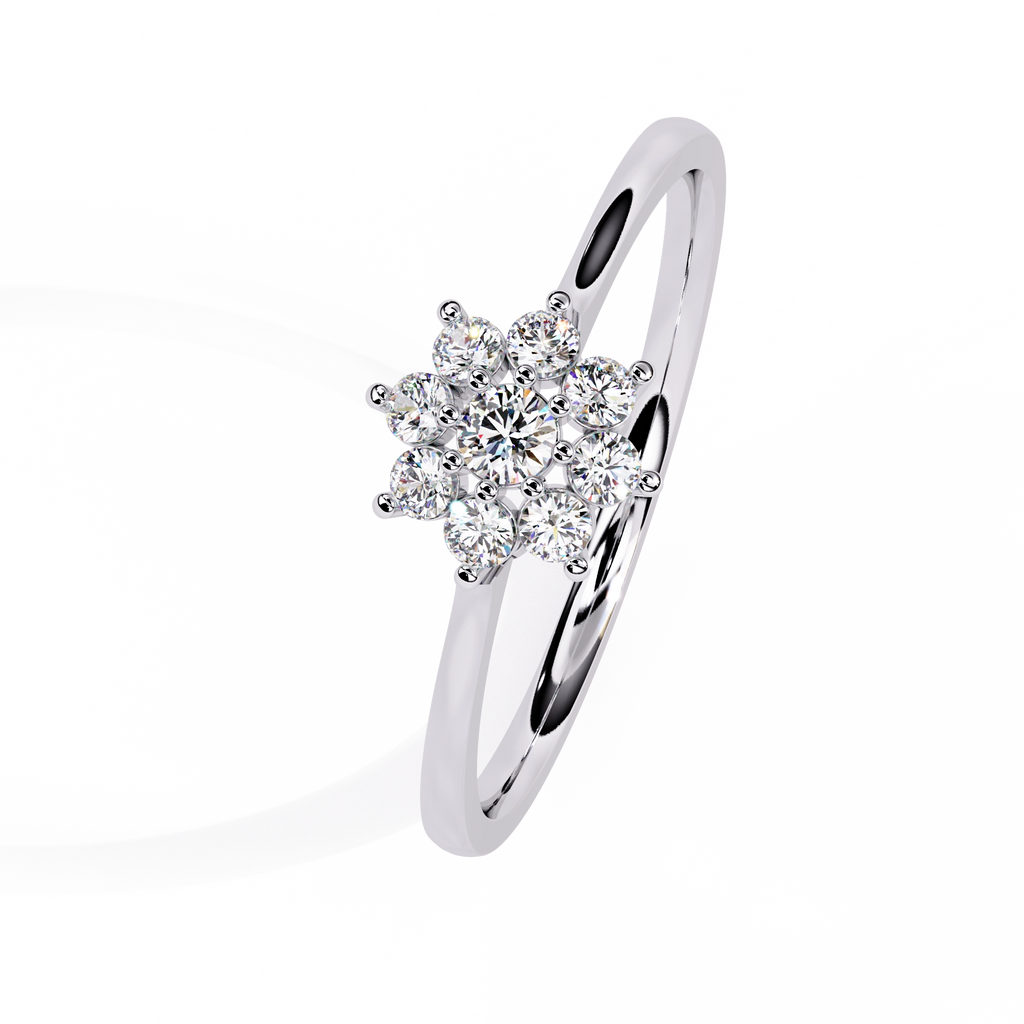 Floral Diamond Cluster Ring