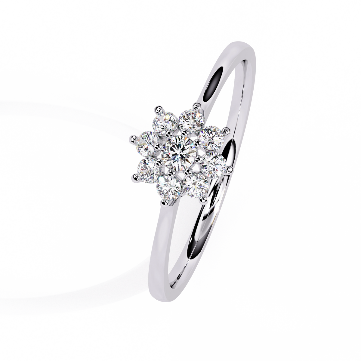 Floral Diamond Cluster Ring