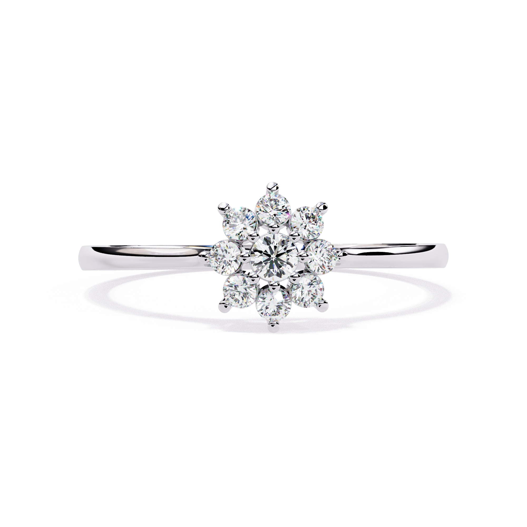 Floral Diamond Cluster Ring