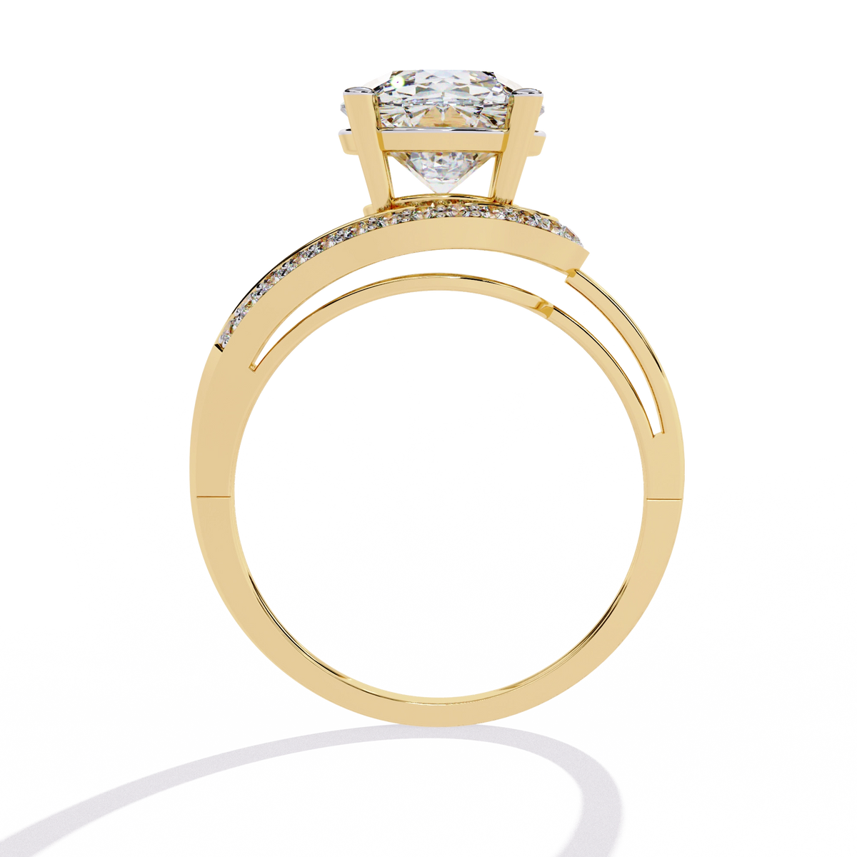 Elegant Gold Plated Solitaire Ring with Sparkling CZ Stones