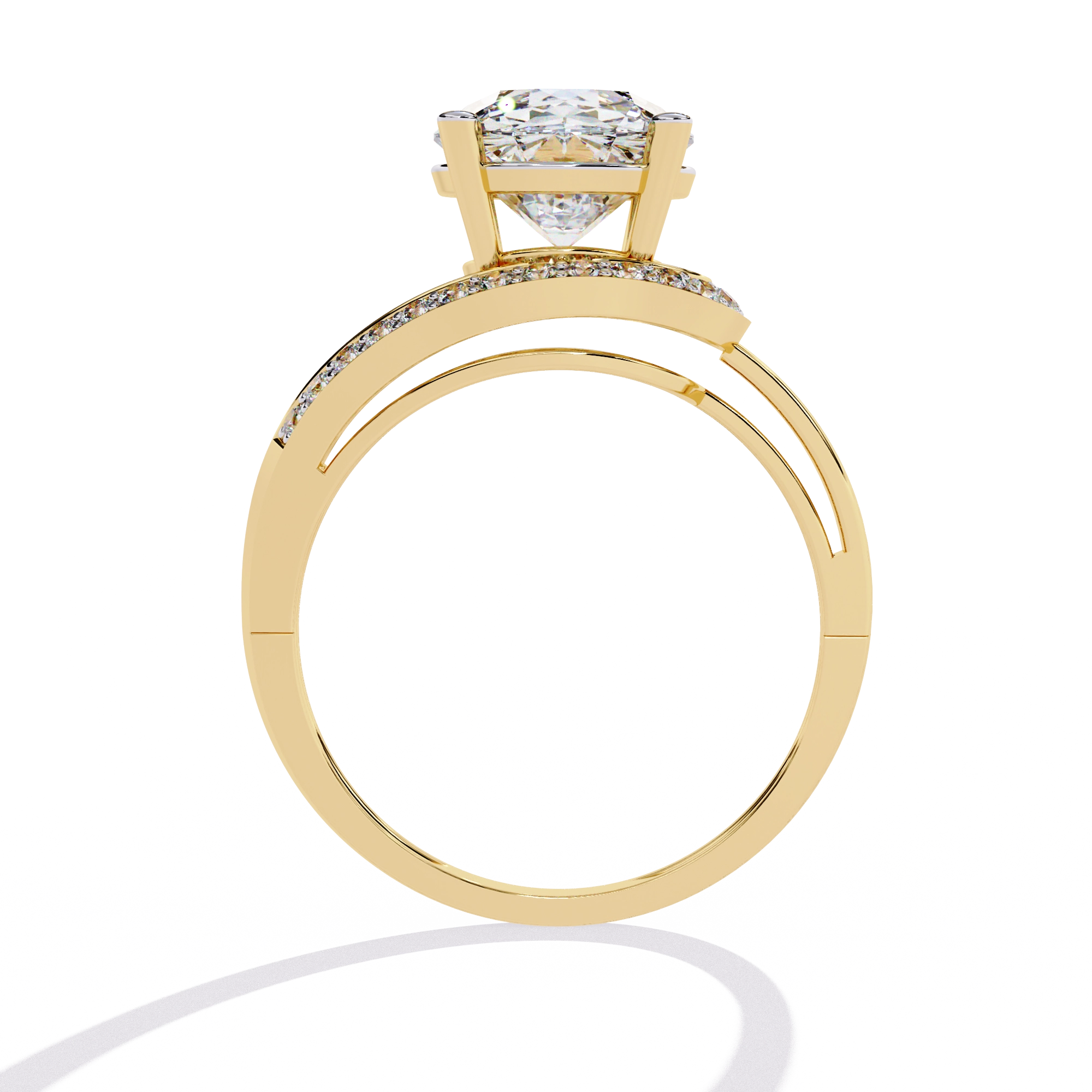 Elegant Gold Plated Solitaire Ring with Sparkling CZ Stones