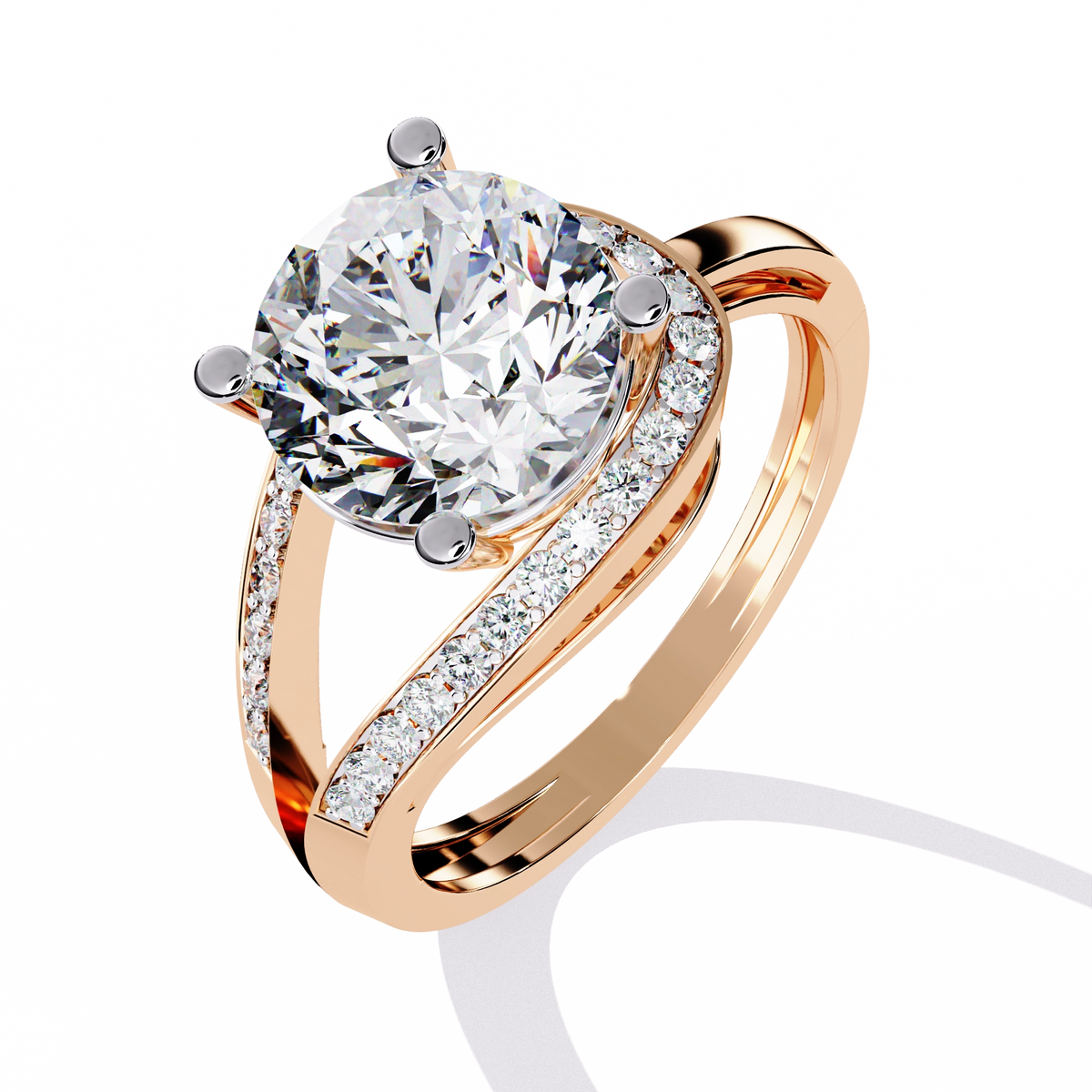 Elegant Gold Plated Solitaire Ring with Sparkling CZ Stones