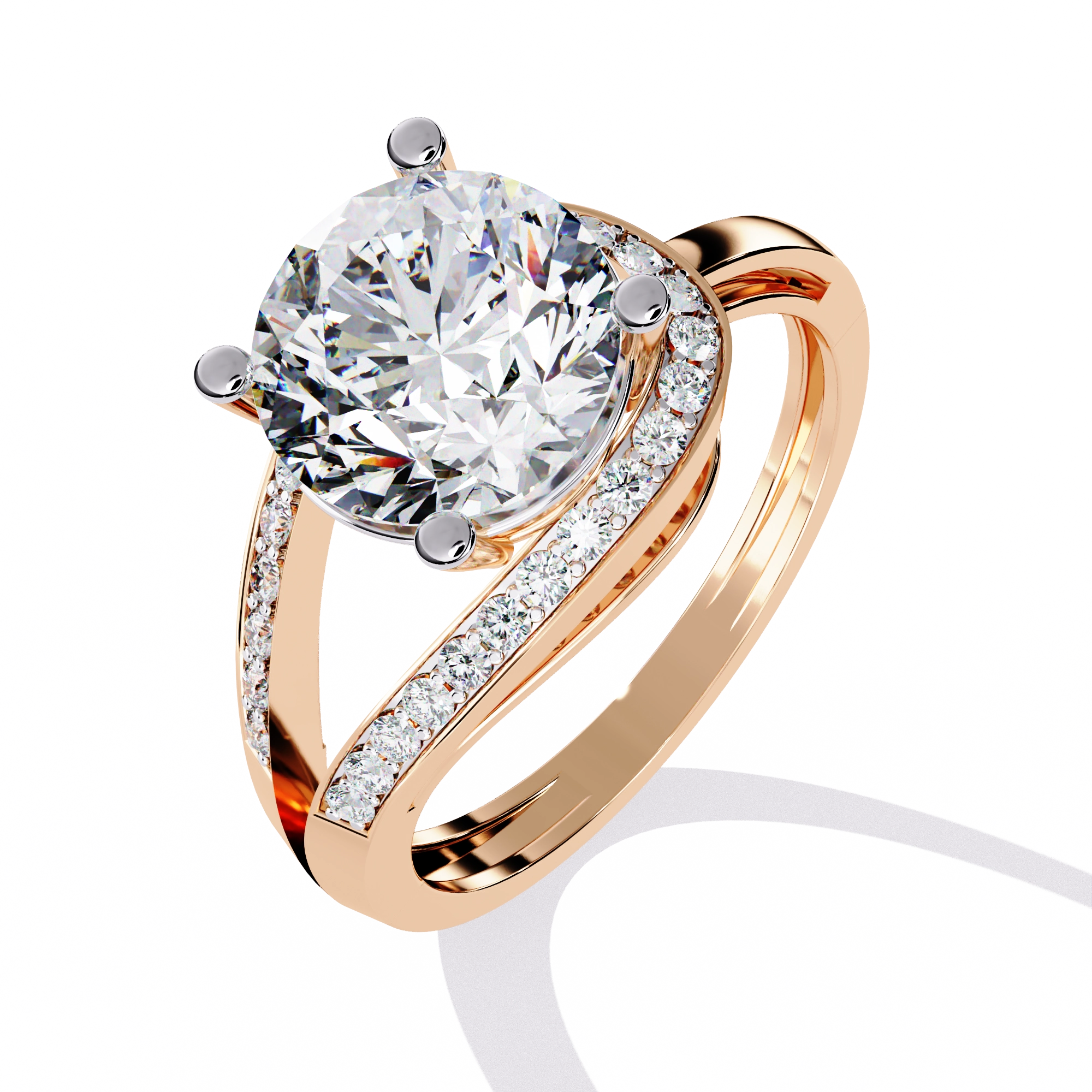 Elegant Gold Plated Solitaire Ring with Sparkling CZ Stones