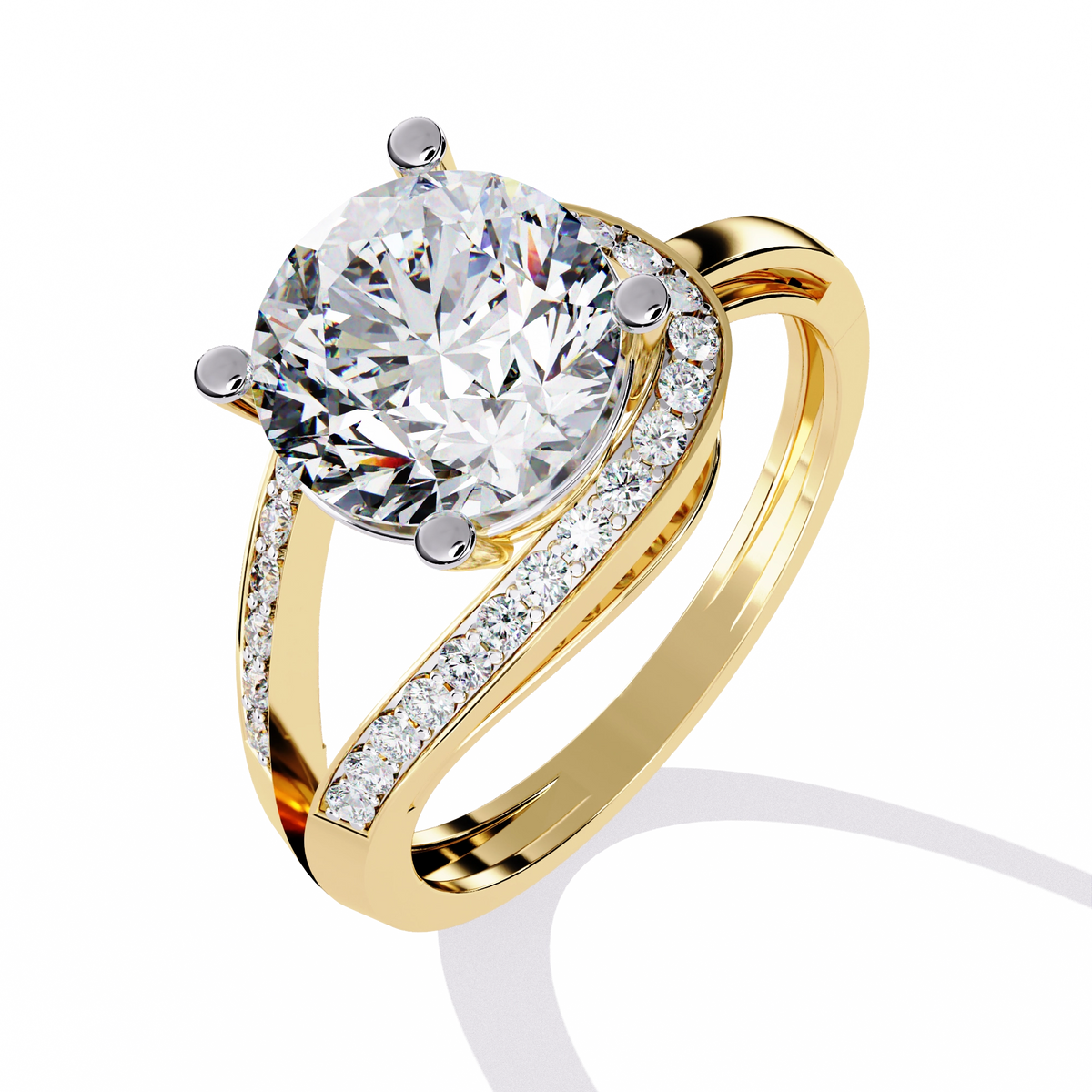 Elegant Gold Plated Solitaire Ring with Sparkling CZ Stones