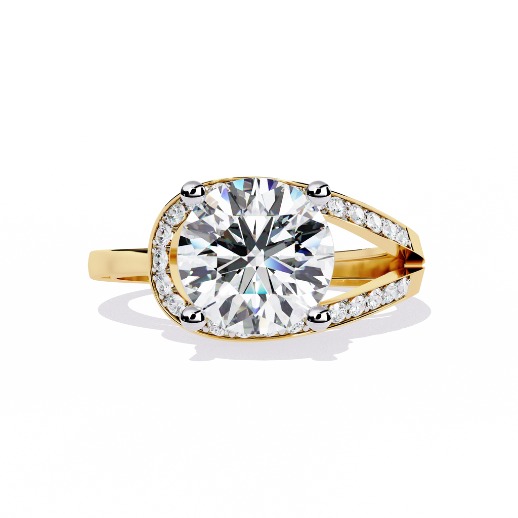 Elegant Gold Plated Solitaire Ring with Sparkling CZ Stones
