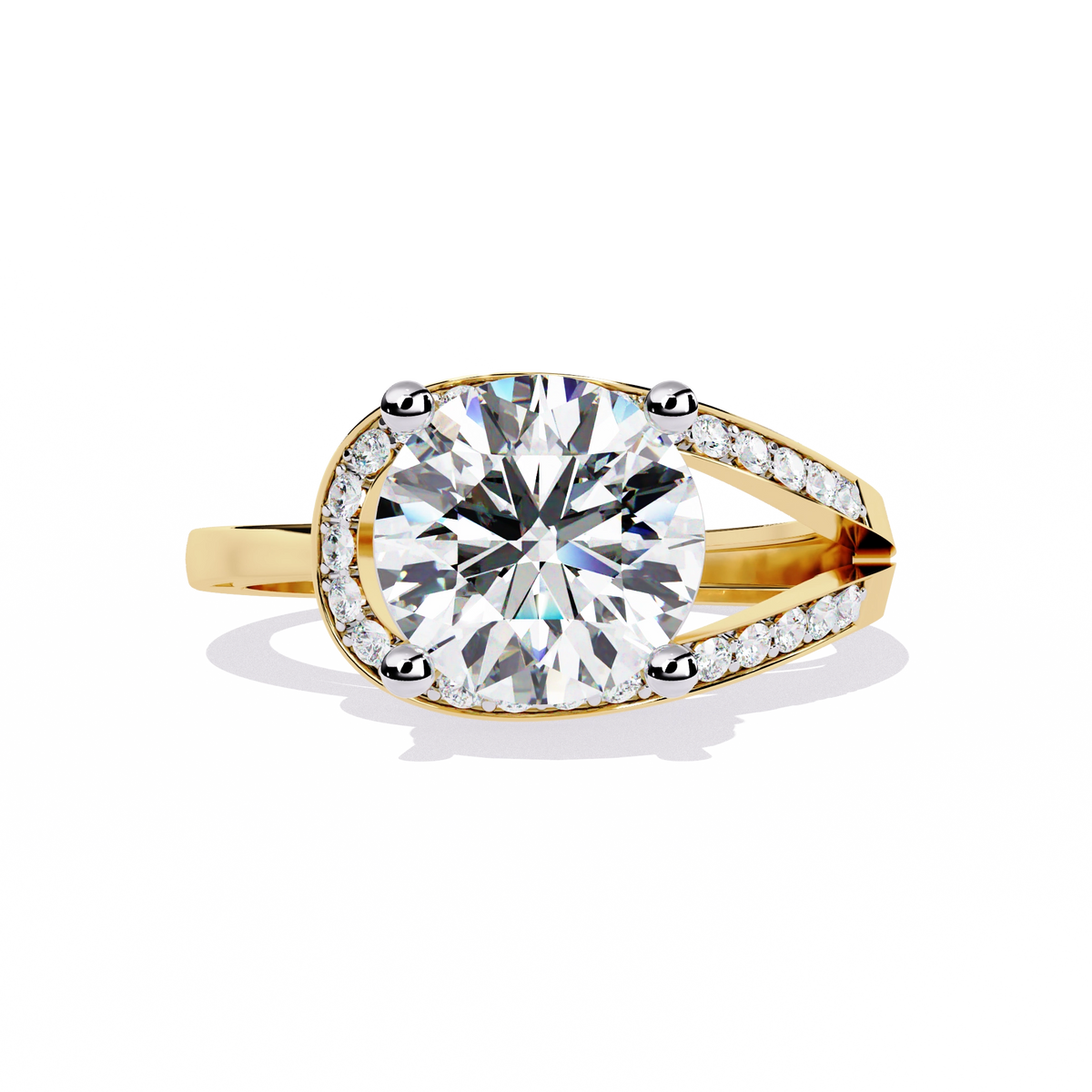 Elegant Gold Plated Solitaire Ring with Sparkling CZ Stones