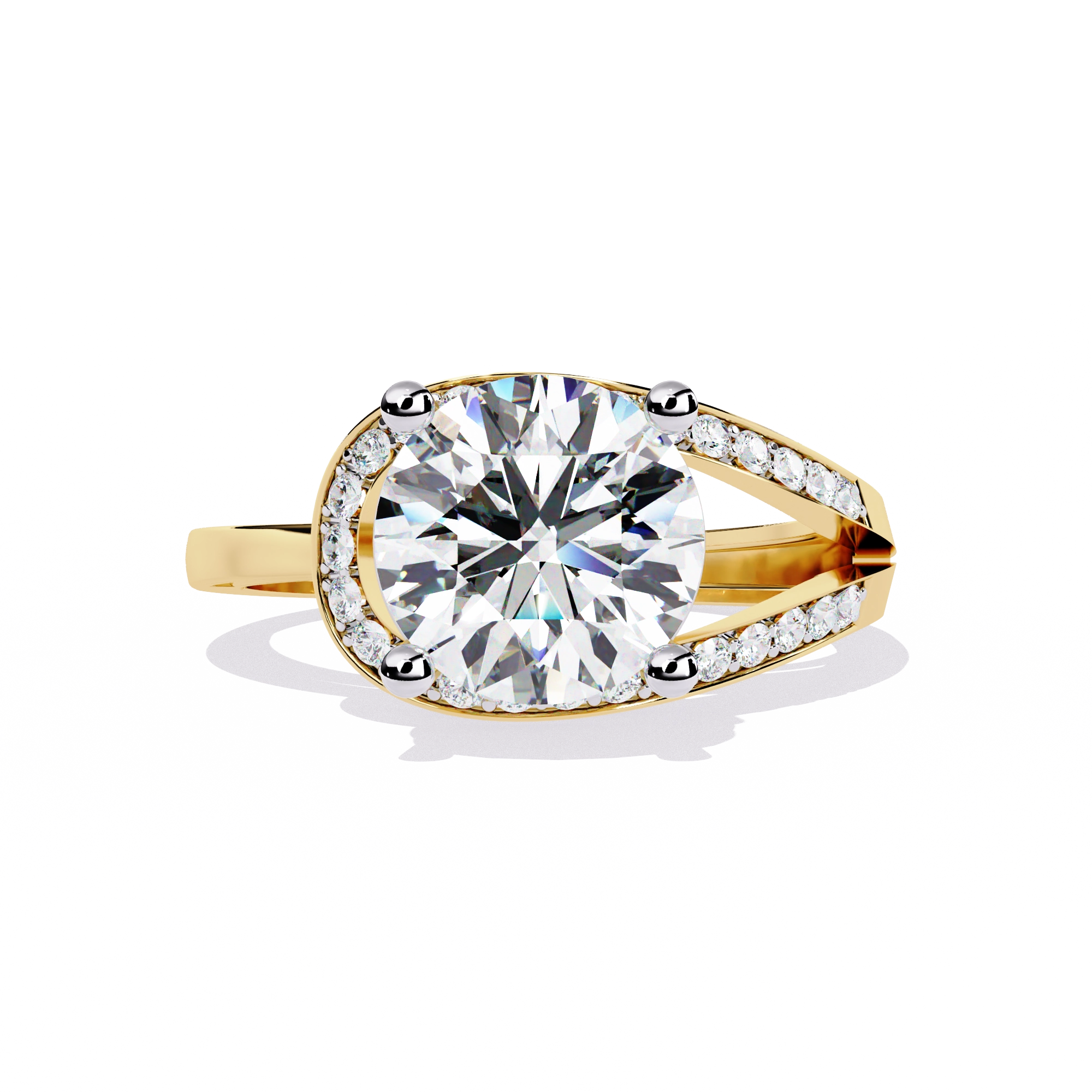 Elegant Gold Plated Solitaire Ring with Sparkling CZ Stones