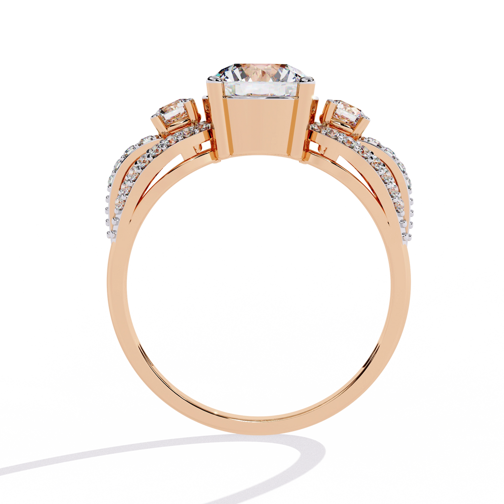 Three-Stone Solitaire Ring with CZ Diamonds