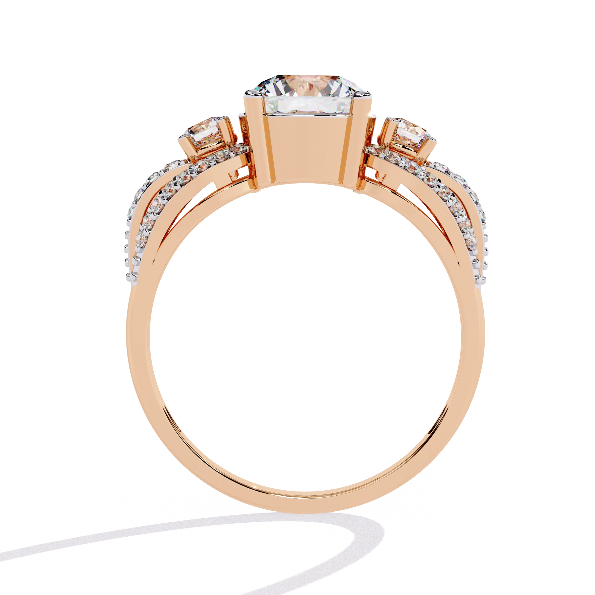 Three-Stone Solitaire Ring with CZ Diamonds
