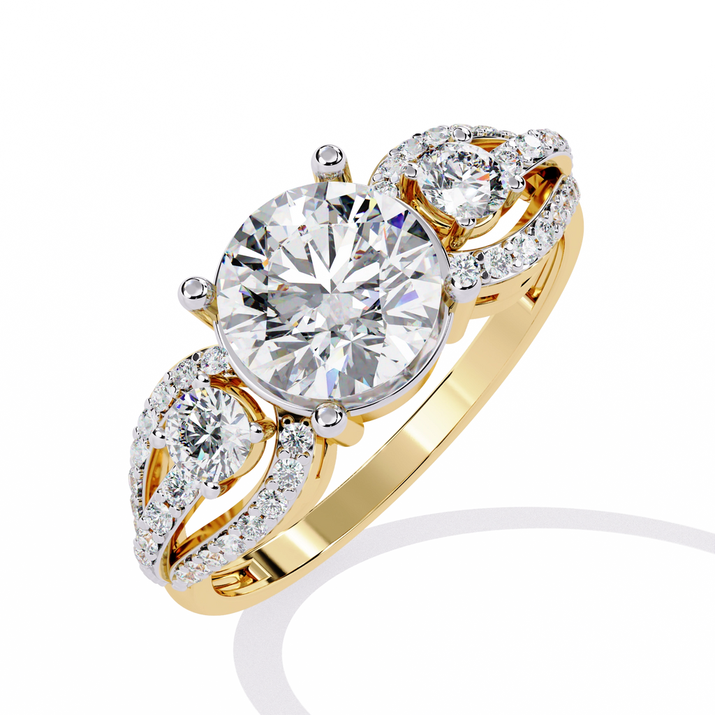 Three-Stone Solitaire Ring with CZ Diamonds
