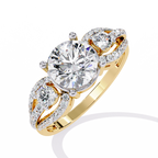 Three-Stone Solitaire Ring with CZ Diamonds
