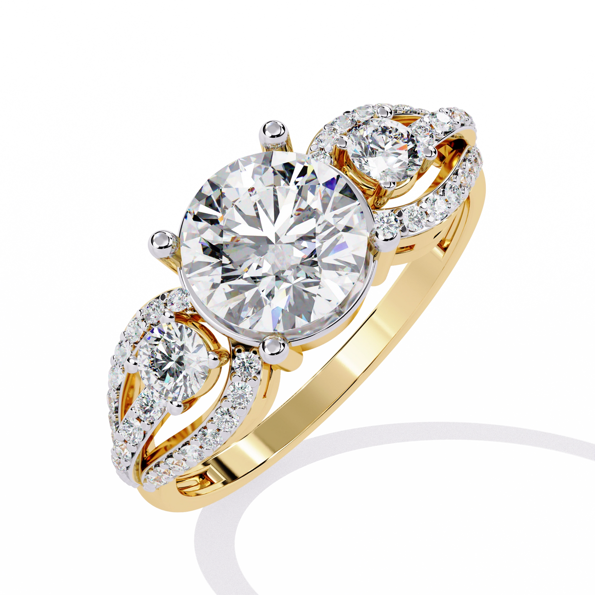 Three-Stone Solitaire Ring with CZ Diamonds