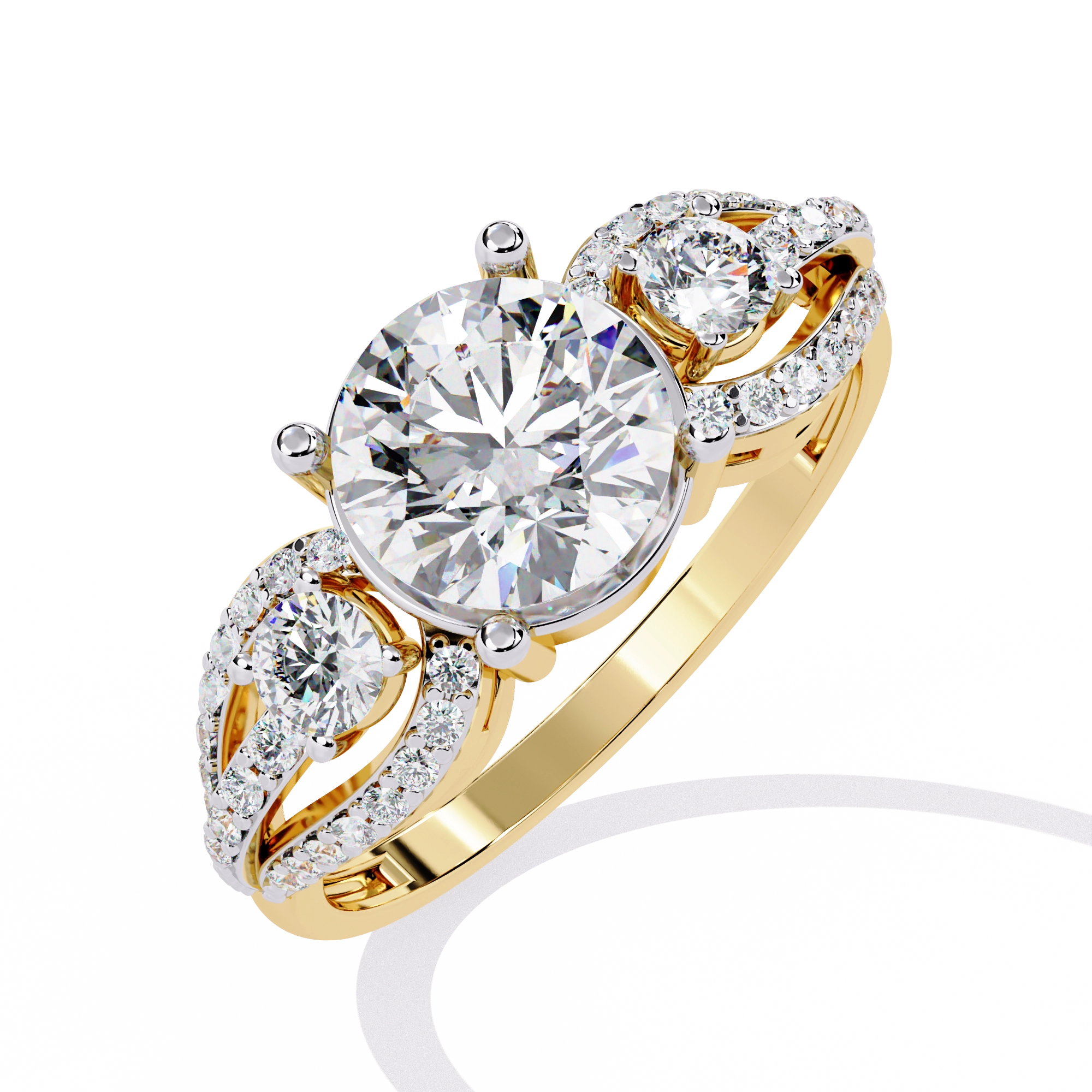 Three-Stone Solitaire Ring with CZ Diamonds