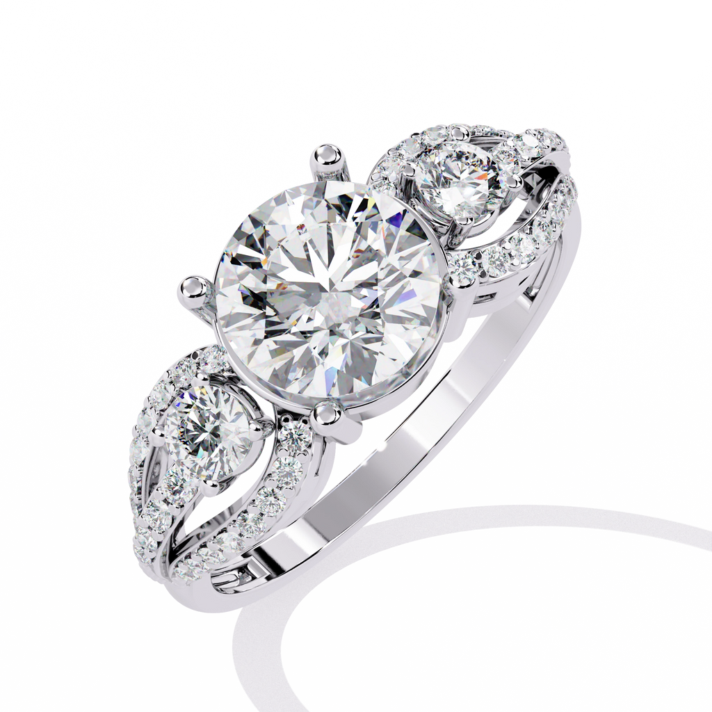 Three-Stone Solitaire Ring with CZ Diamonds