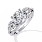 Three-Stone Solitaire Ring with CZ Diamonds
