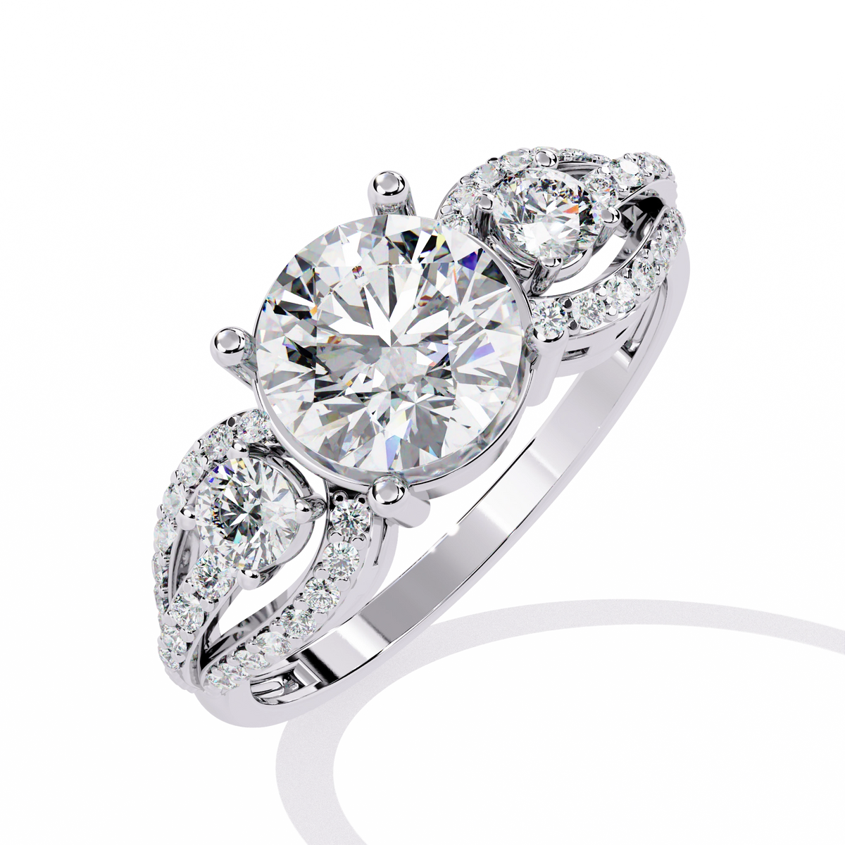 Three-Stone Solitaire Ring with CZ Diamonds