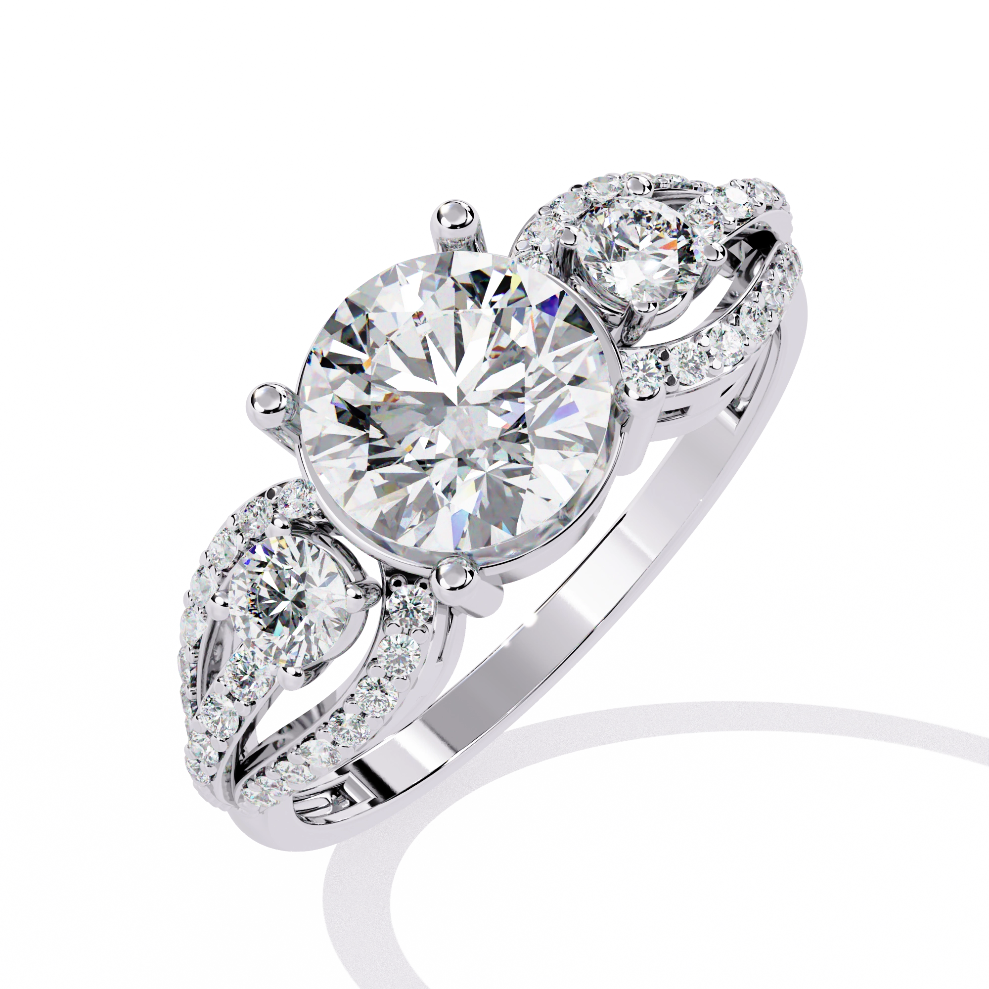 Three-Stone Solitaire Ring with CZ Diamonds