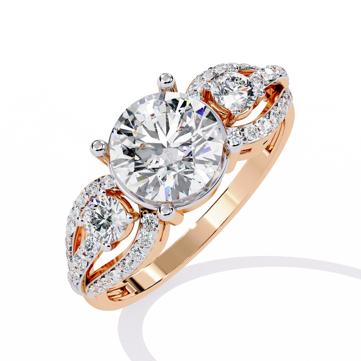 Three-Stone Solitaire Ring with CZ Diamonds