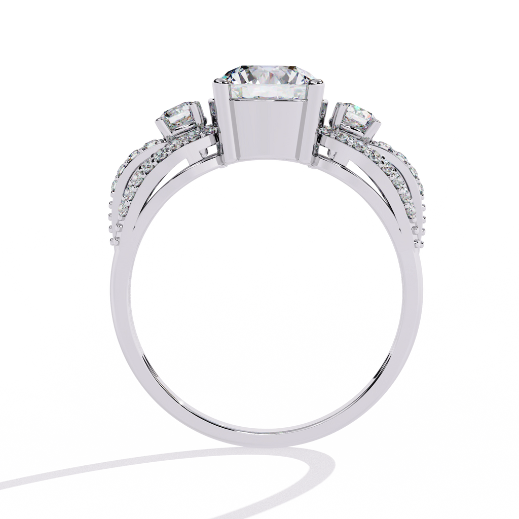 Three-Stone Solitaire Ring with CZ Diamonds
