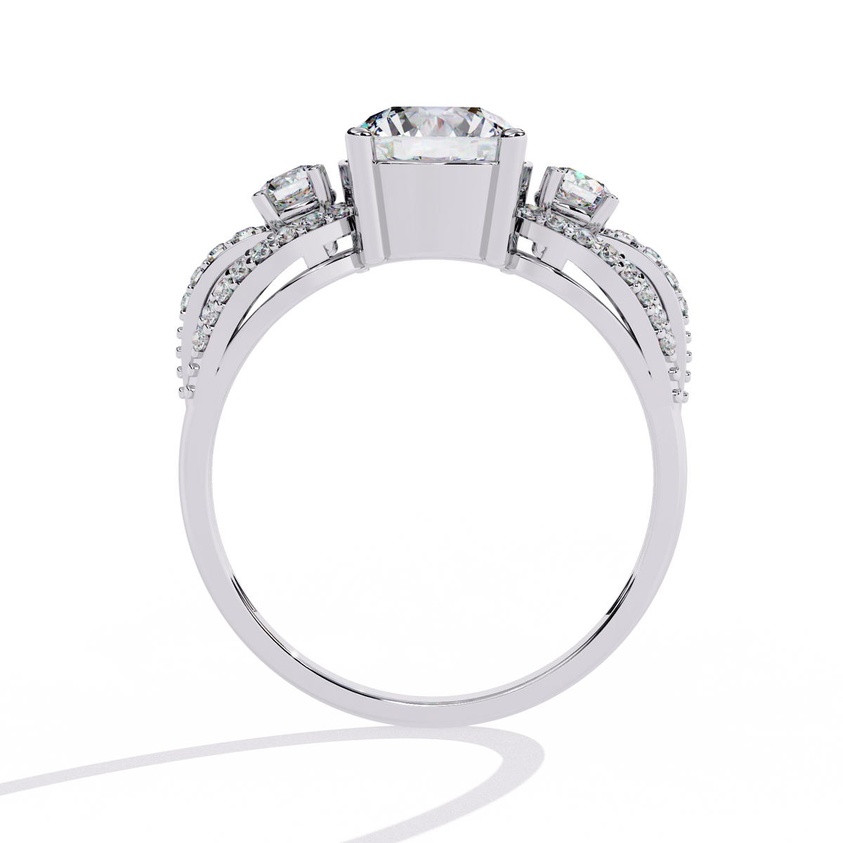 Three-Stone Solitaire Ring with CZ Diamonds