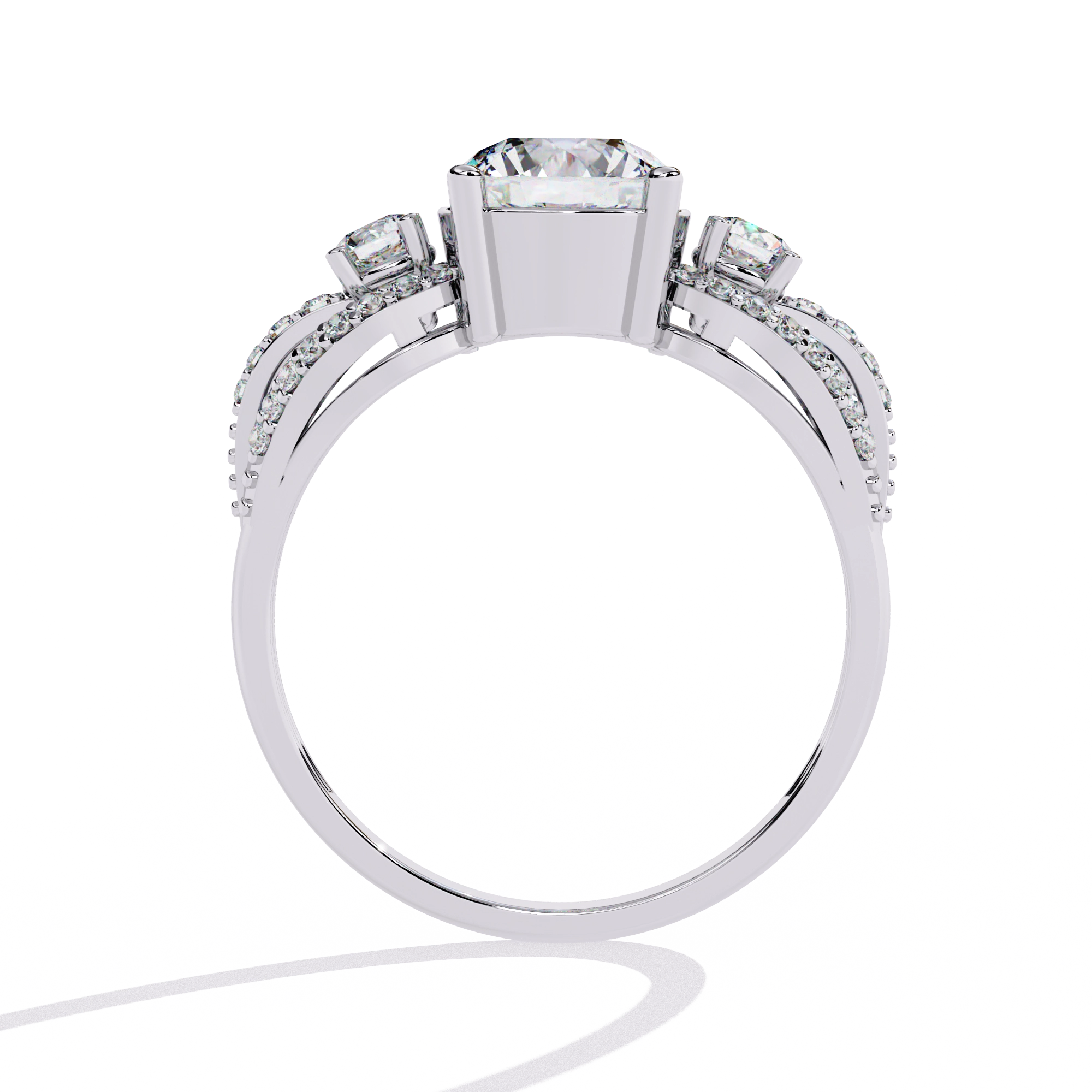 Three-Stone Solitaire Ring with CZ Diamonds