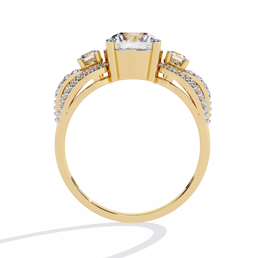 Three-Stone Solitaire Ring with CZ Diamonds